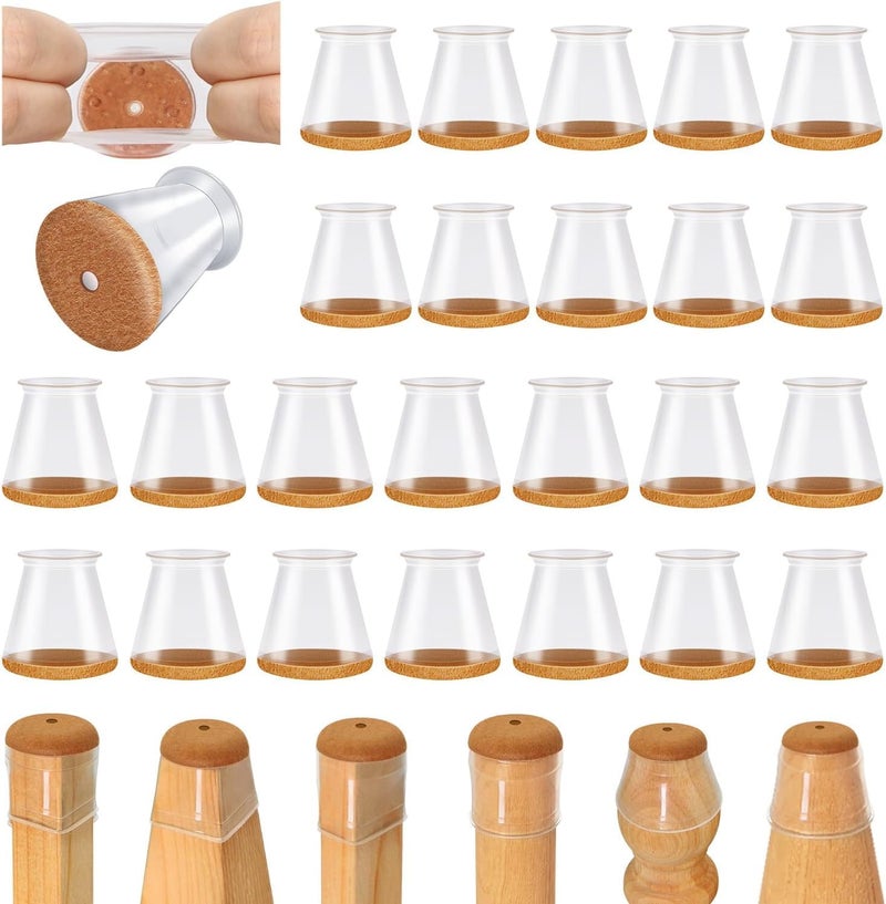 VIUME 24 Pcs Chair Leg Floor Protectors for Hardwood Floors Silicone Covers to Protect Wood Tile Floors Scratches Felt Pads Furniture Leg Caps No Noise (Fit:0.5""-0.89"") - Image 1